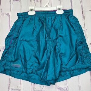 Vintage Columbia Mens Vintage Nylon Swim Hiking Shorts Teal Purple Size Medium
